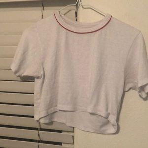 SOLD brandy white cropped top w red strip
